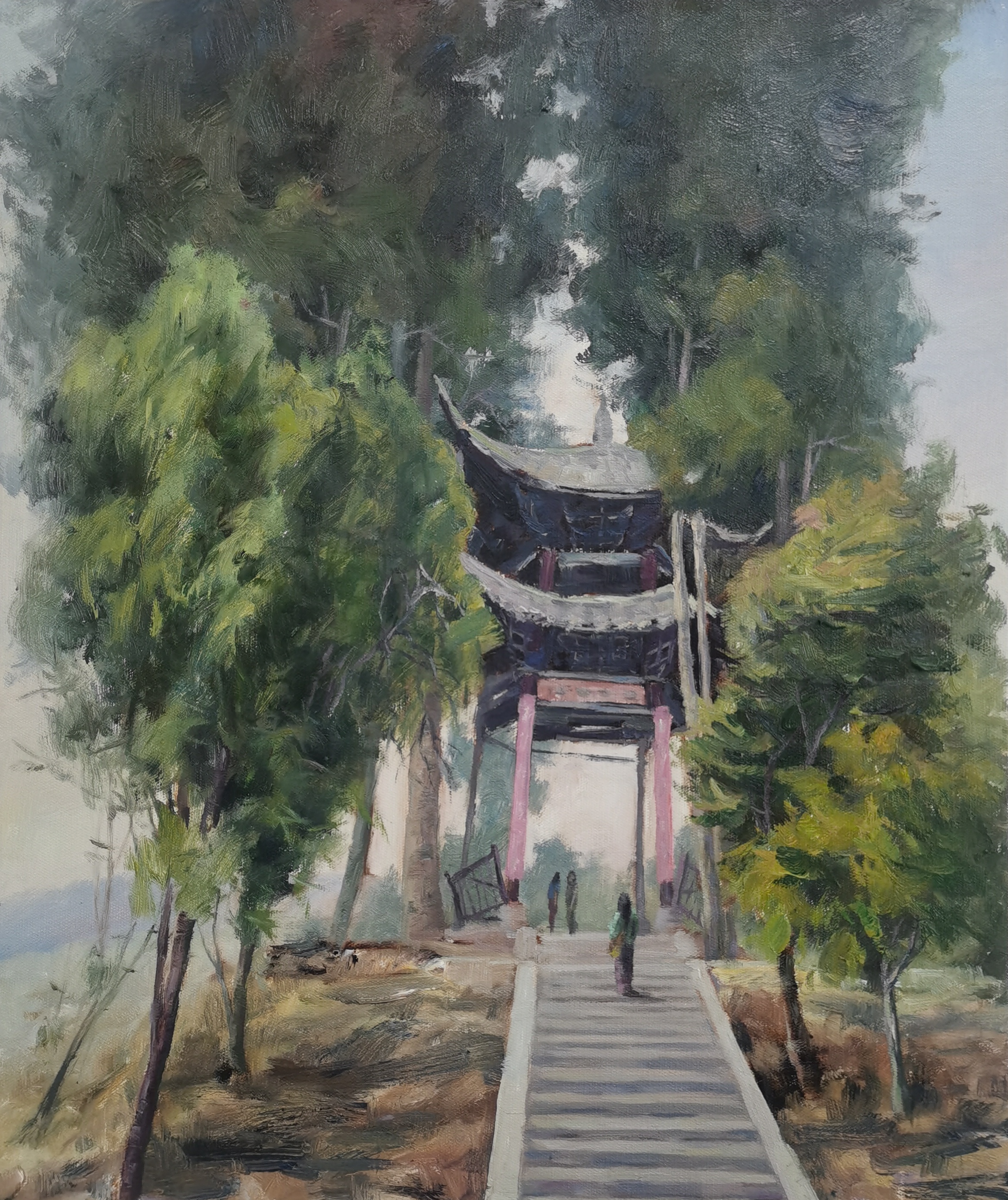 罗秋建《绿荫环抱》油画.jpg